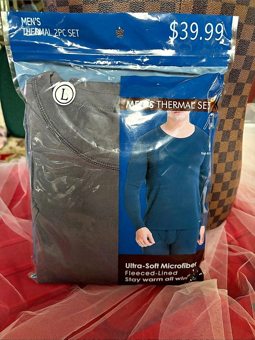Men's Thermal 2-Piece Set Blue & Gray NWT